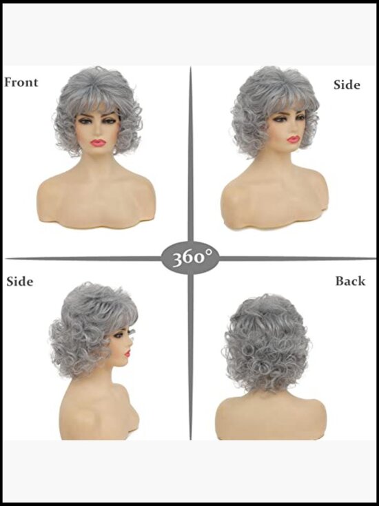 Curly Short Wig with Bangs Heat Resistant Synthetic Hair Daily Halloween main image 4